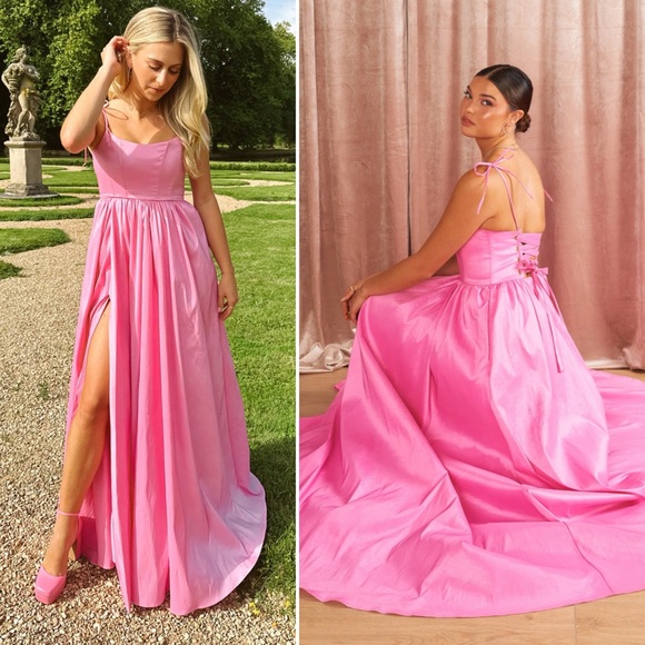 Show Me Your MuMu Dresses & Skirts - NEW Show Me Your Mumu Juliet Lace Up Corset Maxi Dress in Pink Taffeta size XL